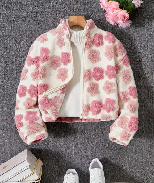 Flower Zip up Sweater
