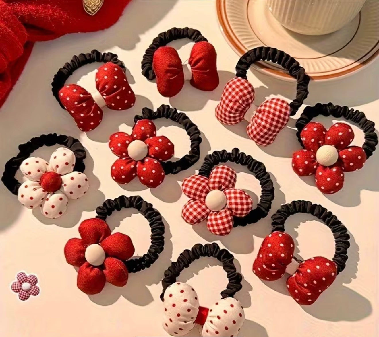 Bow Scrunchies 8 Pack)