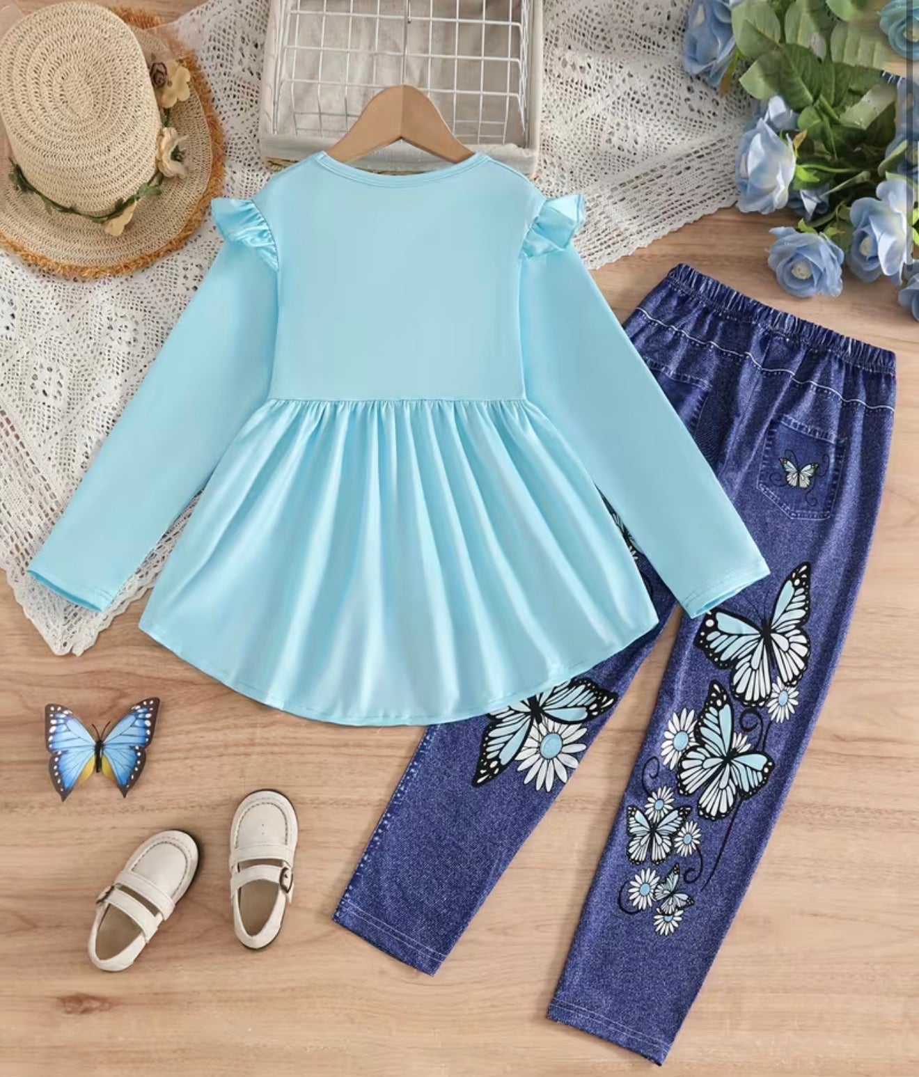 Butterfly high waisted Jeans Set