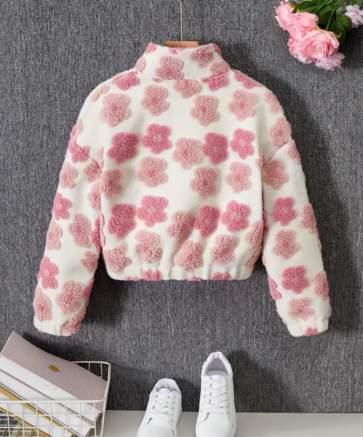 Flower Zip up Sweater